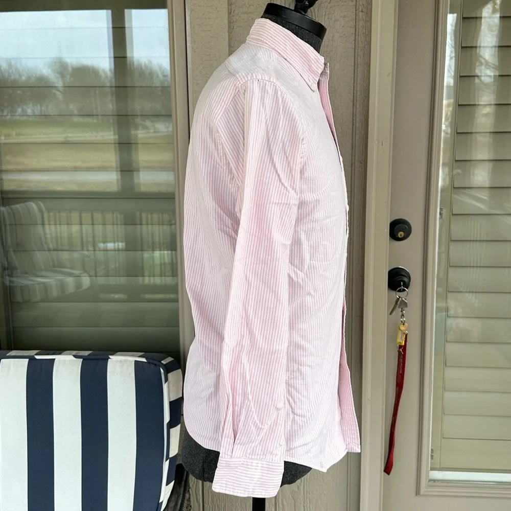 POLO Ralph Lauren Men’s Pink & White Cotton University Stripe BD Shirt - 15/34 - Picture 8 of 12